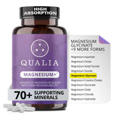 Qualia Magnesium+ front bottle showing label and benefits