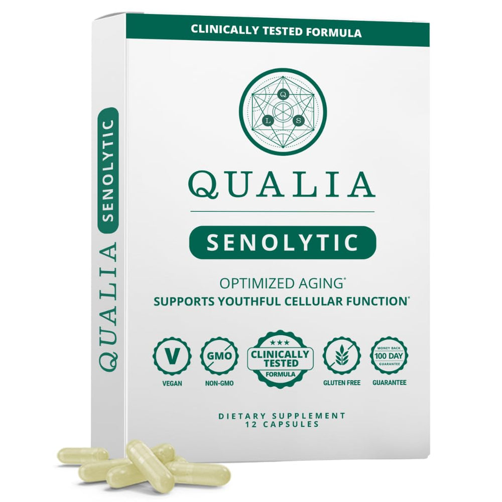 QUALIA LIFE SCIENCES front bottle view showing product and benefits