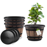 Quarut front view whiskey barrel planter showing rustic look and easy styling benefit