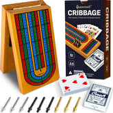 Queensell open cribbage board showing track and ready-to-play convenience
