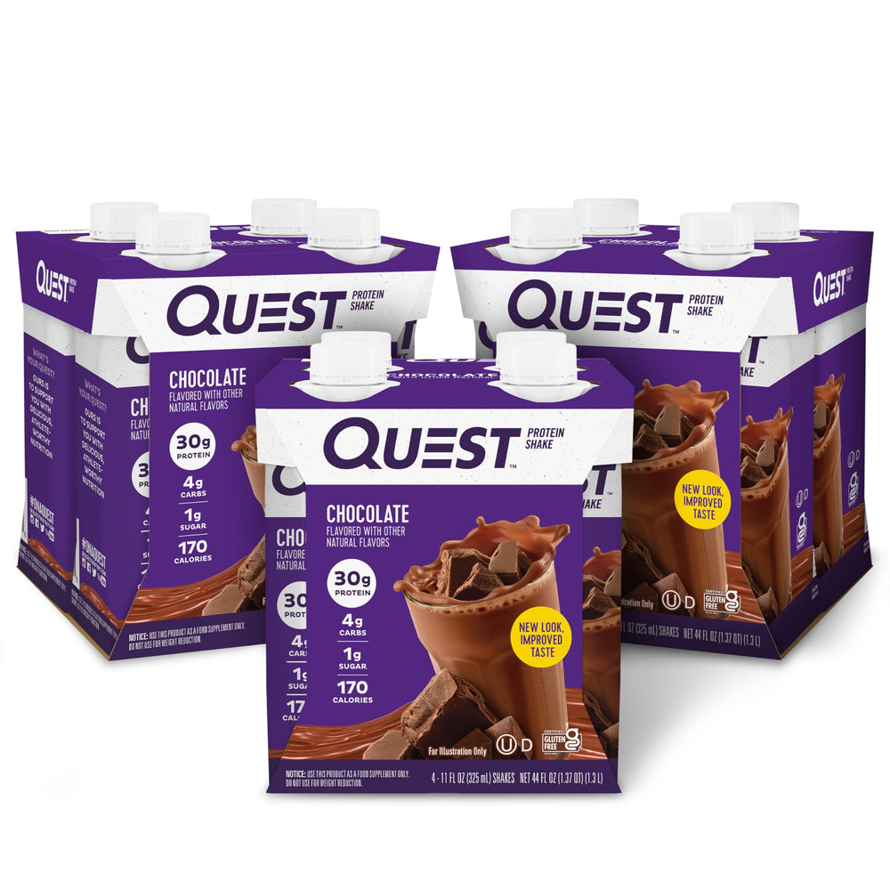 Quest front packaging showing 12-count carton and convenience benefit