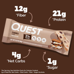 Quest chocolate and graham detail focused on ingredients, reinforces classic flavor