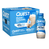 Quest front packaging showing bottle and vanilla branding for quick identification and convenience