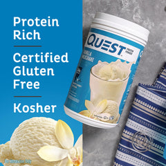 Close-up of Quest powder texture showing smooth mixability for clump-free shakes