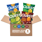 Quest variety pack front packaging showing all four flavors and convenience