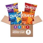 Quest variety pack front view showing four flavor pouches and convenience