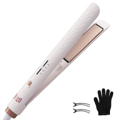 QUICO flat iron front view showing slim design and ergonomic grip for easy styling