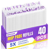 QuikMoprit front packaging showing 40 disposable power mop pads and convenience