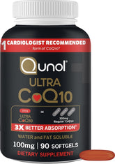 Qunol front packaging showing 90 softgels and 100mg strength for convenient supply