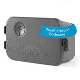 Rachio outdoor enclosure front view showing weatherproof protection benefits
