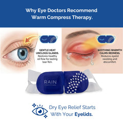 Rain mask on person relaxing to soothe dry eyes and reduce strain