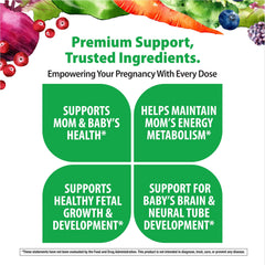 Rainbow Light supplement facts label showing folate and iron amounts