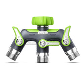 RAINPOINT front view of 3 way metal hose splitter showing solid construction and control