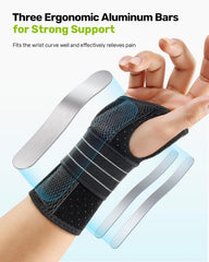 Rakiie left wrist brace worn front view providing stable support