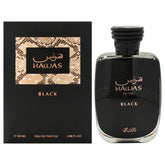 RASASI Hawas Black front bottle showing sleek design and bold presence for confident wear