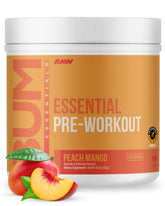 RAW tub front view showing product and flavor, clear branding for quick identification