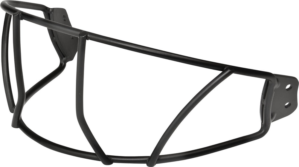 Rawlings facemask front view showing slim powder-coated wires and improved visibility benefit
