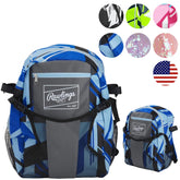 Rawlings REMIX backpack front view showing royal color and organized pockets, easy identification
