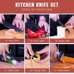 RAXCO chef knife slicing roast to show efficient carving performance