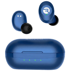 Raycon front packaging in blue showing earbuds and case for clear product view and branding