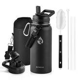 RAYMYLO front view showing 32 oz bottle and powder coat finish for durable grip