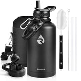 RAYMYLO front view of 64 oz bottle showing capacity and finish, durable hydration benefit