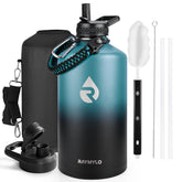 RAYMYLO front profile view showing 128 oz capacity and powder coat grip advantage
