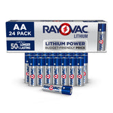 RAYOVAC 24-pack front packaging showing count and brand for reliable storage