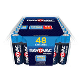 Rayovac front packaging showing 48-pack and clear brand benefit