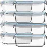 razab front packaging showing eight 30 oz glass containers and lids, organizes meals