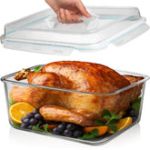 Razab front view of large glass container highlighting capacity and airtight benefit