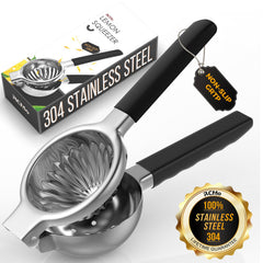 RCMo front view large 304 stainless lemon squeezer showing durable build and hygiene benefit