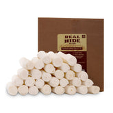 Real Hide front packaging showing 9-10 inch rolls and count, highlights durability