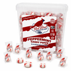 Red Bird front of tub showing brand and 52 oz size, convenient bulk serving