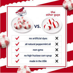 Red Bird individually wrapped peppermint on tabletop, easy grab-and-go freshness