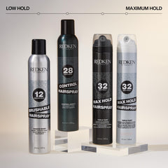 Redken Extreme Max Hold styling in use on an updo providing long-lasting control