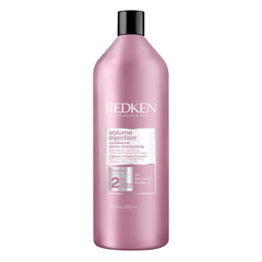 Redken bottle front view showing Volume Injection and professional size benefit