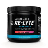 REDMOND front pouch of Re-Lyte Mixed Berry showing branding and benefit of clean hydration