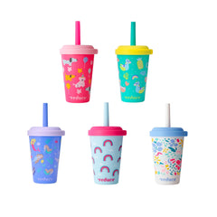 REDUCE front view of five tumblers showing colorful packaging and convenience