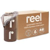 REEL front box showing 48-roll bamboo pack and eco benefits