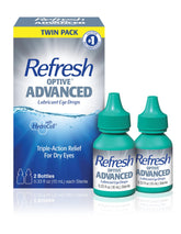 Refresh OPTIVE Advanced front packaging showing twin bottles and benefits