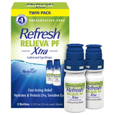 Refresh bottle front packaging showing twin-pack benefits and clear labeling
