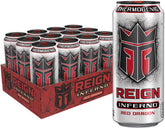 REIGN front can Red Dragon showing label and bold fruit-punch appeal