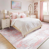 RELEANY front view of gray pink rug showing modern abstract design benefit of room color update