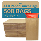 Reli. front packaging of 500 brown bags shows quantity and convenience