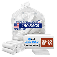 Reli front packaging showing 150-count and bag dimensions for easy stocking