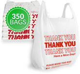 Reli. front-facing pack of 350 white Thank You bags showing count and brand benefit
