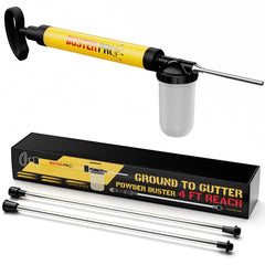 Relime front view of powder duster showing ergonomic handle and pump for comfortable use