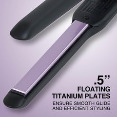 Remington plate closeup showing titanium ceramic coating for even heat and reduced damage