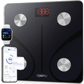 RENPHO Elis 1 front view showing sleek glass top and digital display for clear readings